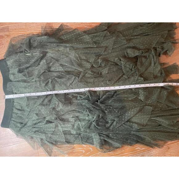 Anthropologie Olive Green Ruffled Tulle Skirt XS - Picture 4 of 6